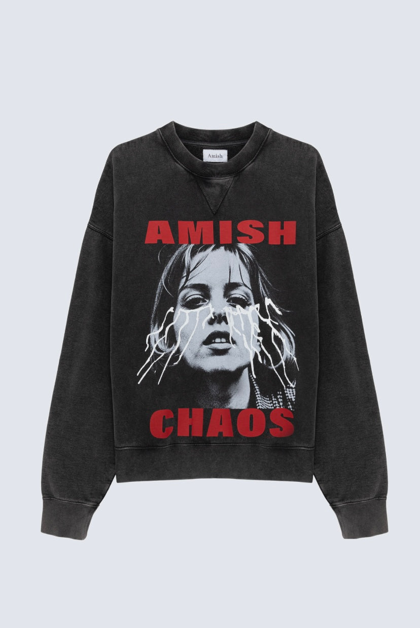 Felpa girocollo con stampa CHAOS