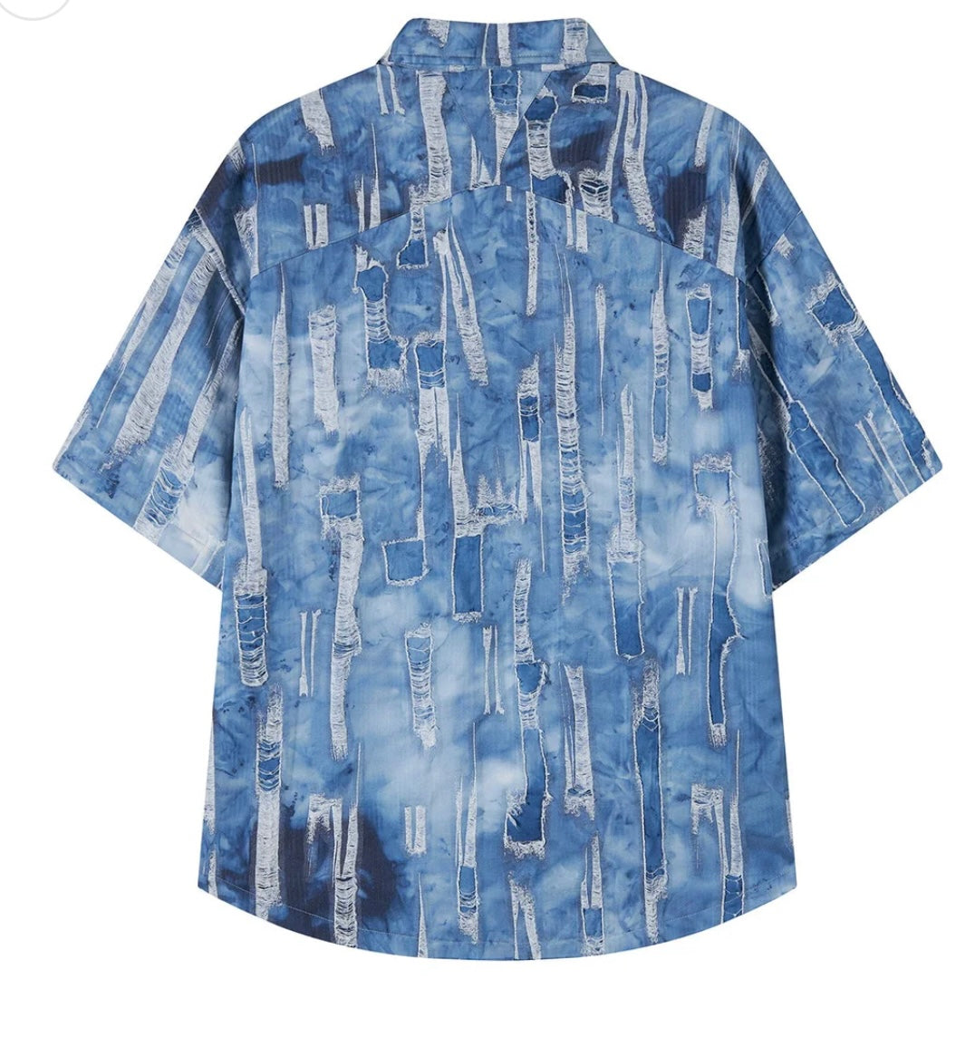 Acupuncture Parch Work Denim Shirt