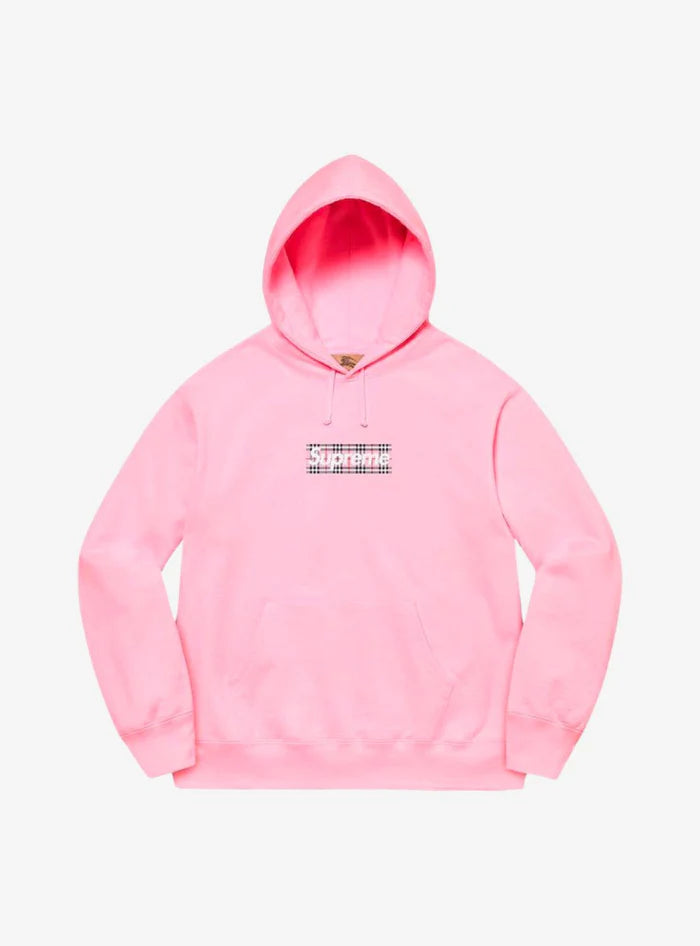 Supreme Burberry Box Logo Hooded Sweatshirt Light Pink